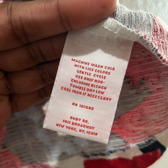 Ruby Rd Ladies Red White & Blue Watercolor Flowers Shrug Jacket Big Buttons sz 8 - Picture 7 of 12